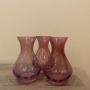 BNWOT Set of 2 Mini Home Decor Accent Striped Glass Bottle Vase